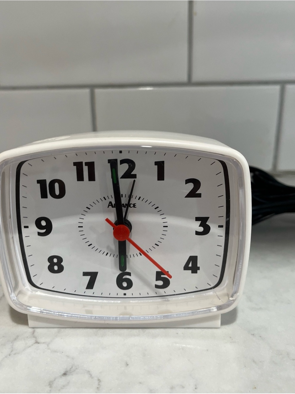 Vintage 1980s Advance Model 2049 White Alarm Clock Mid Century Modern Works!